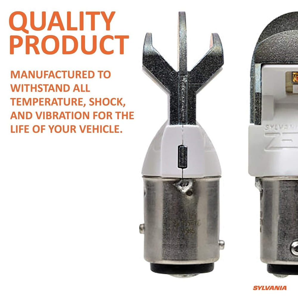 SYLVANIA 1157 ZEVO LED pack with warranty label emphasizing SYLVANIA lifetime coverage
