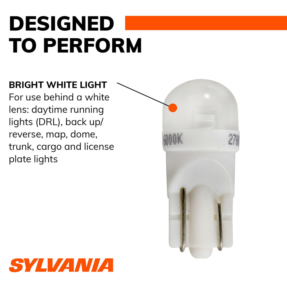 SYLVANIA 168 T10 beside a ruler for size comparison and quick fit verification