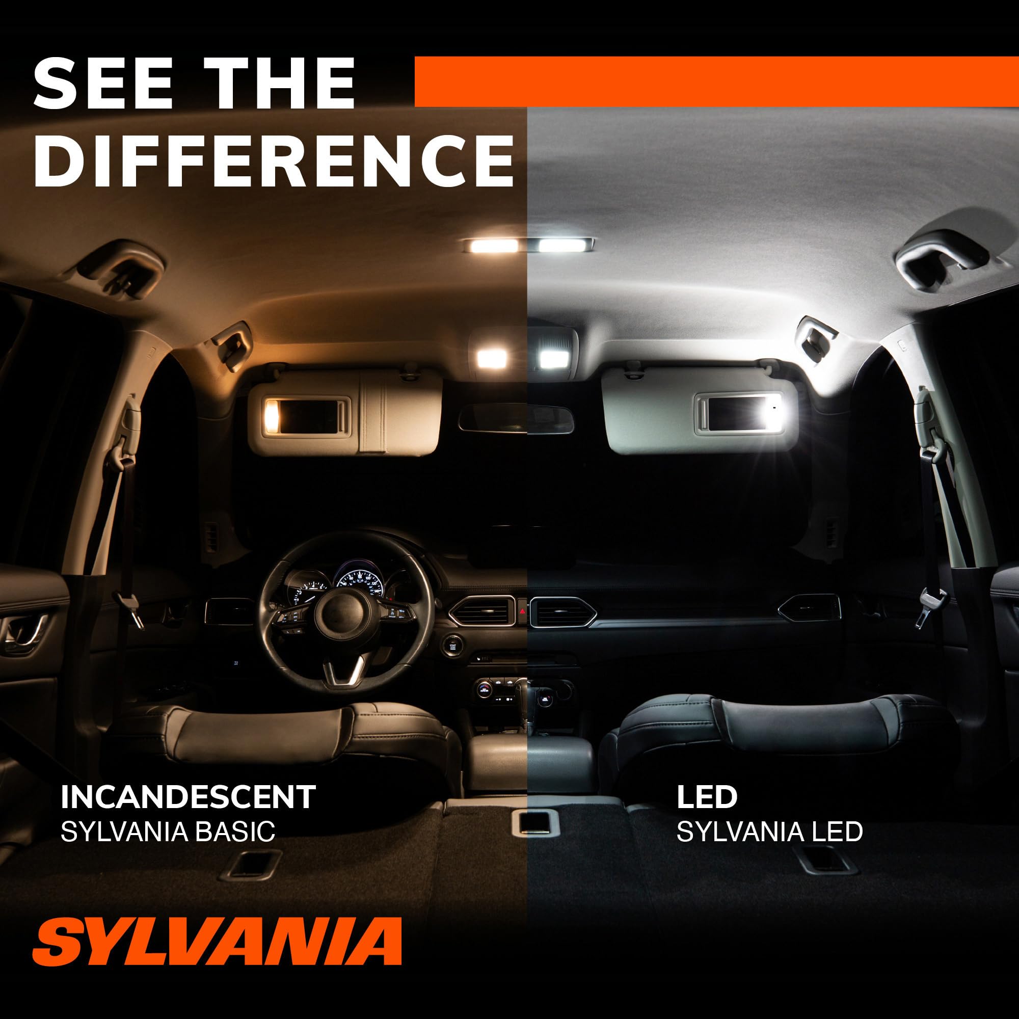SYLVANIA bulb next to a coin showing compact size and easy fit benefit
