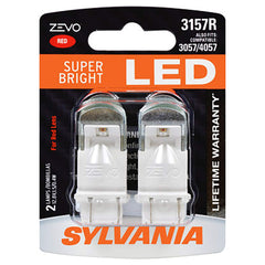 SYLVANIA 3157 ZEVO front packaging showing product benefits and pair