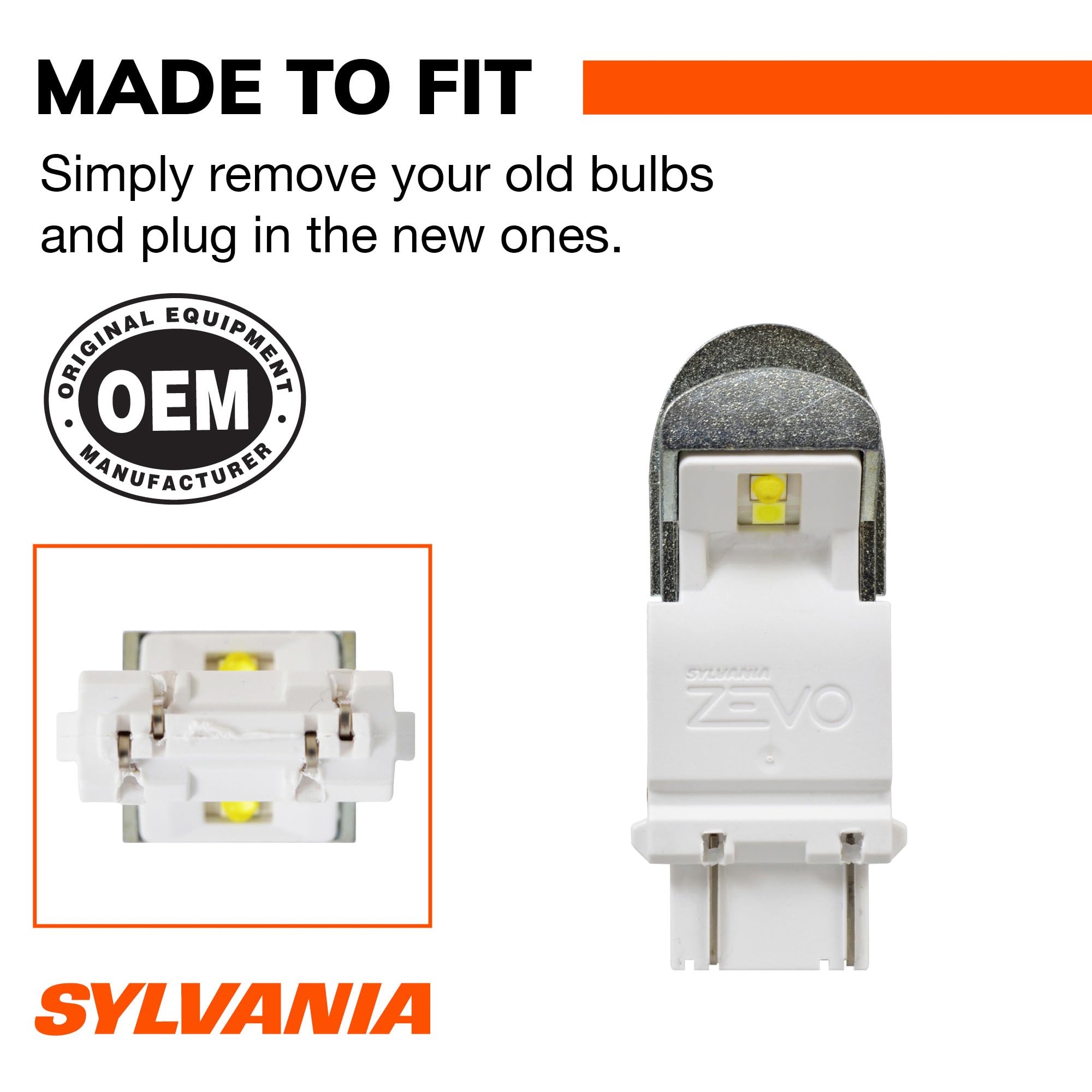 SYLVANIA 3157 ZEVO packaging with warranty label showing brand assurance benefit