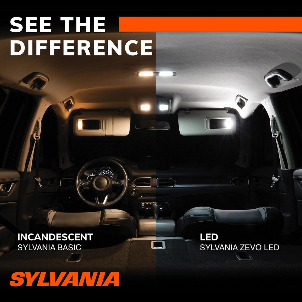 SYLVANIA 3157 ZEVO next to ruler showing compact size and straightforward replacement benefit