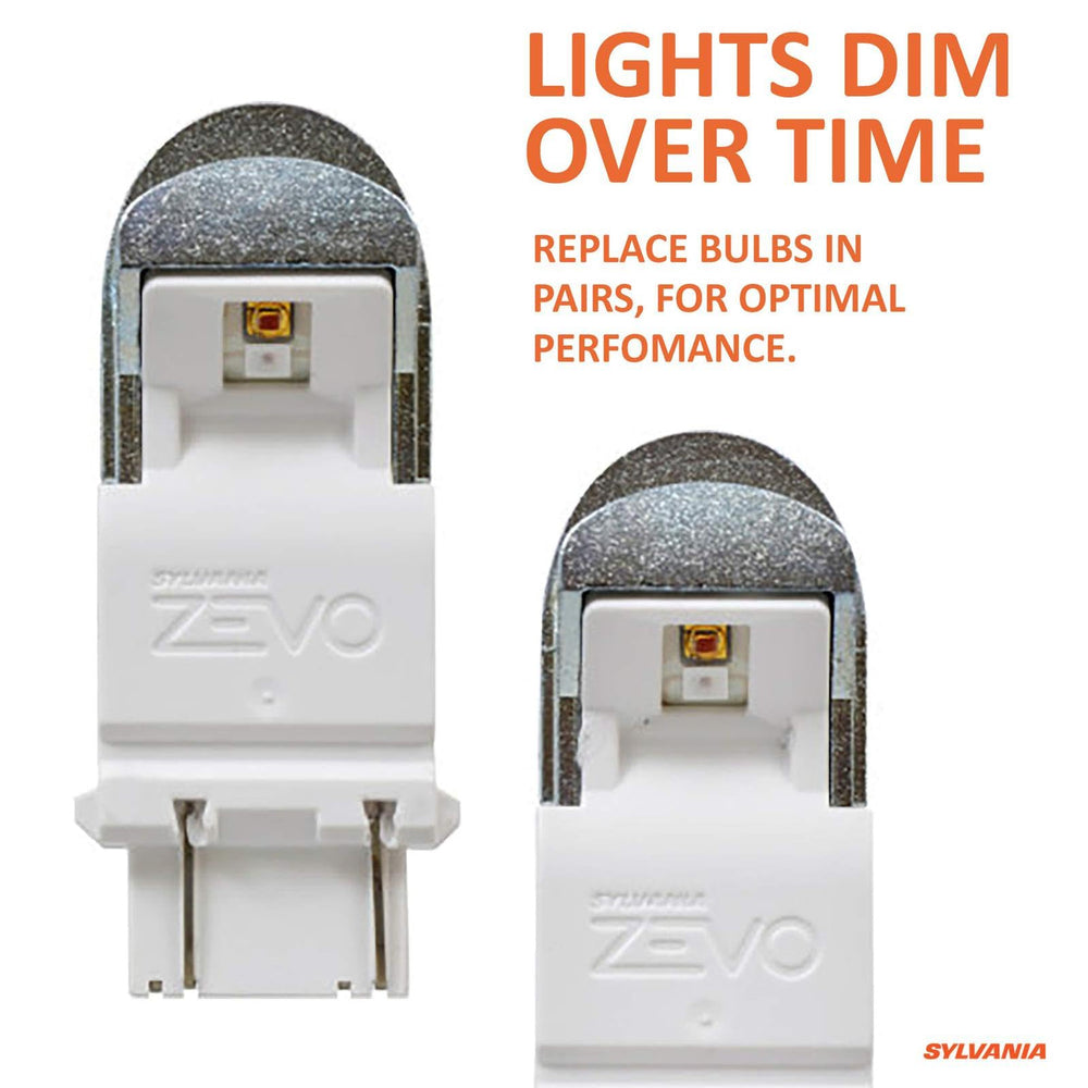 SYLVANIA 3157 ZEVO two bulbs side by side highlighting uniform brightness