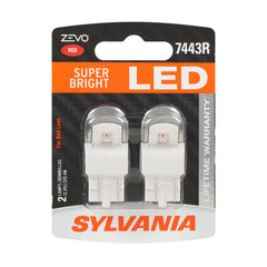 SYLVANIA 7443 front view showing bright red LED light for improved signaling