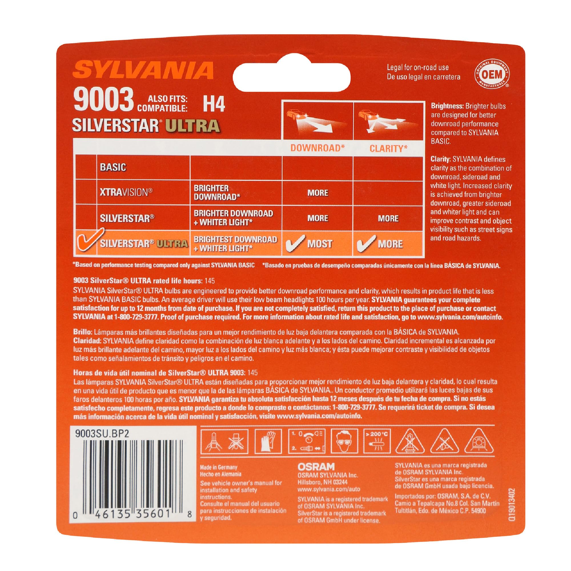 SYLVANIA 9003 close-up of filament and glass highlighting precise construction and clarity