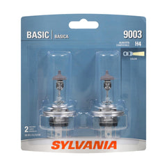 SYLVANIA 9003 front packaging showing two bulbs and benefits
