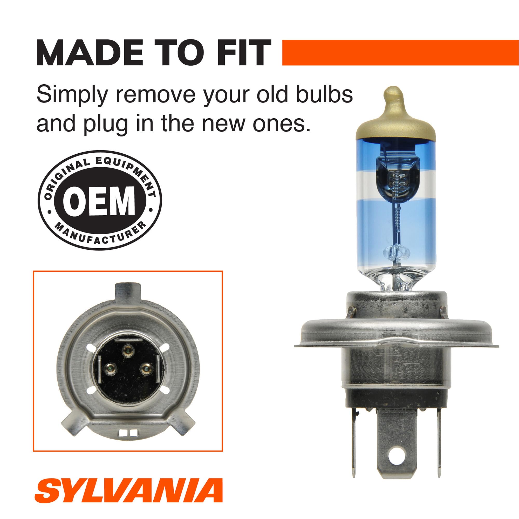 SYLVANIA 9003 installed in headlamp assembly demonstrating easy direct-fit replacement