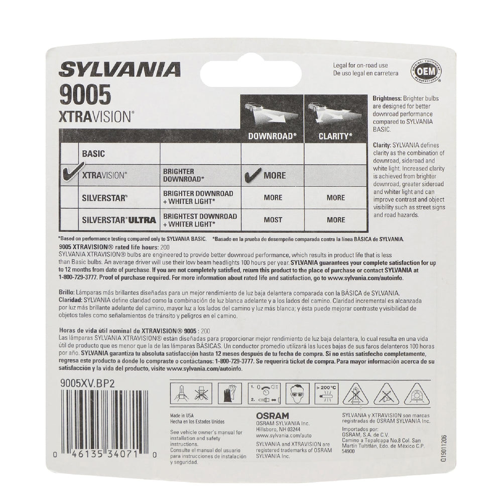 SYLVANIA 9005 close-up filament view highlighting durable construction