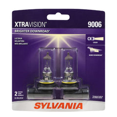 SYLVANIA 9006 XtraVision front packaging showing two bulbs and benefits