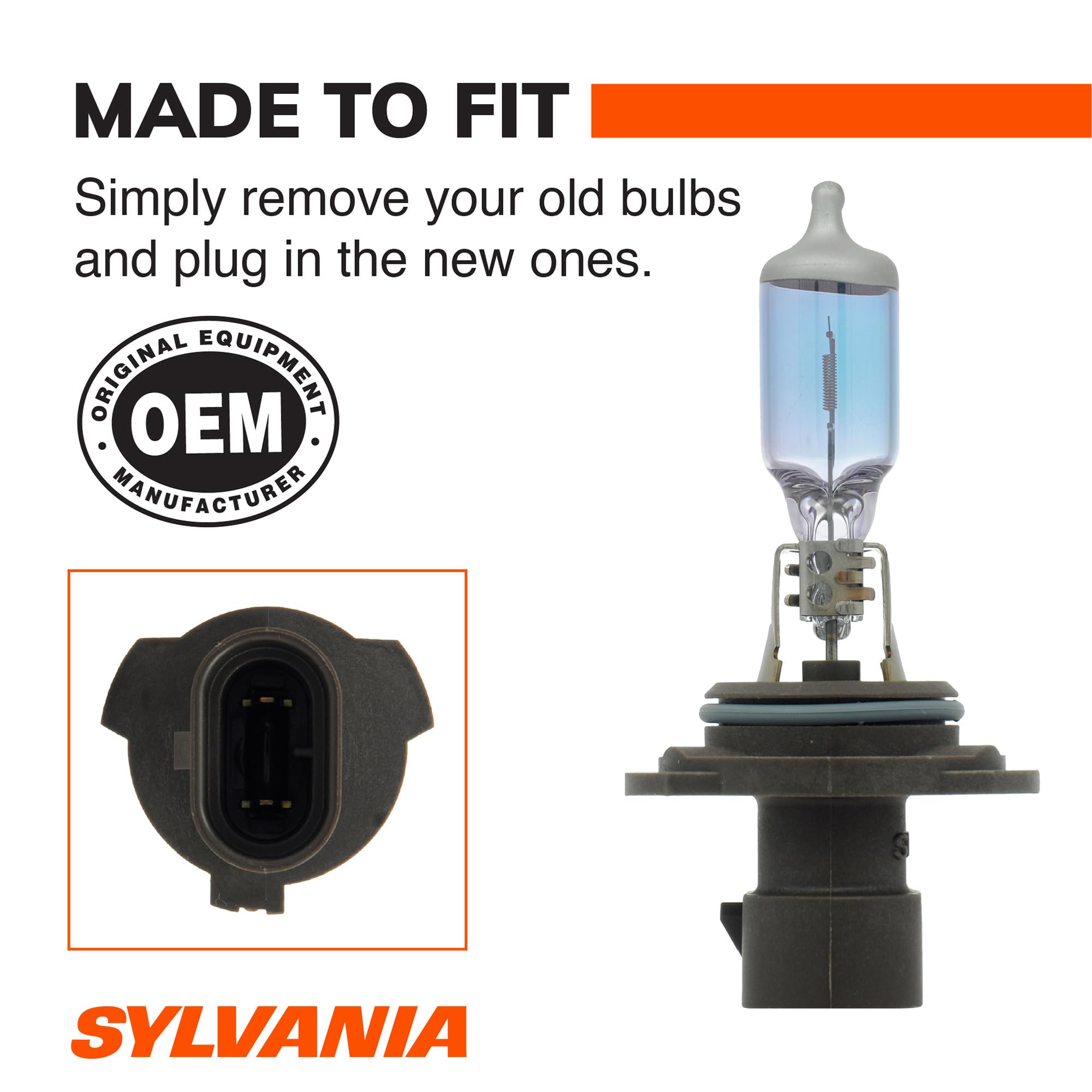 SYLVANIA bulb installed in headlamp housing, demonstrates easy plug-and-play benefit
