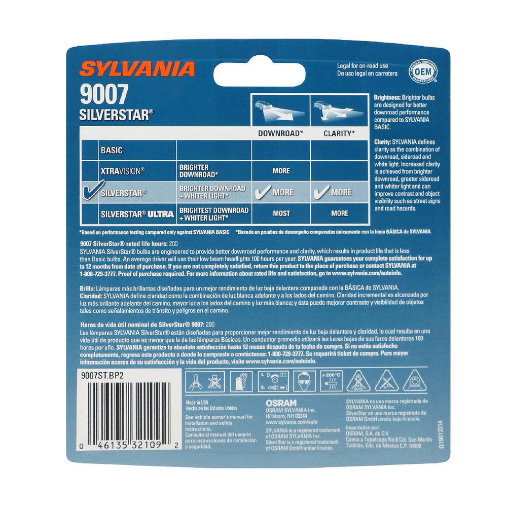 SYLVANIA 9007 SilverStar two-bulb retail packaging highlighting matched pair benefit