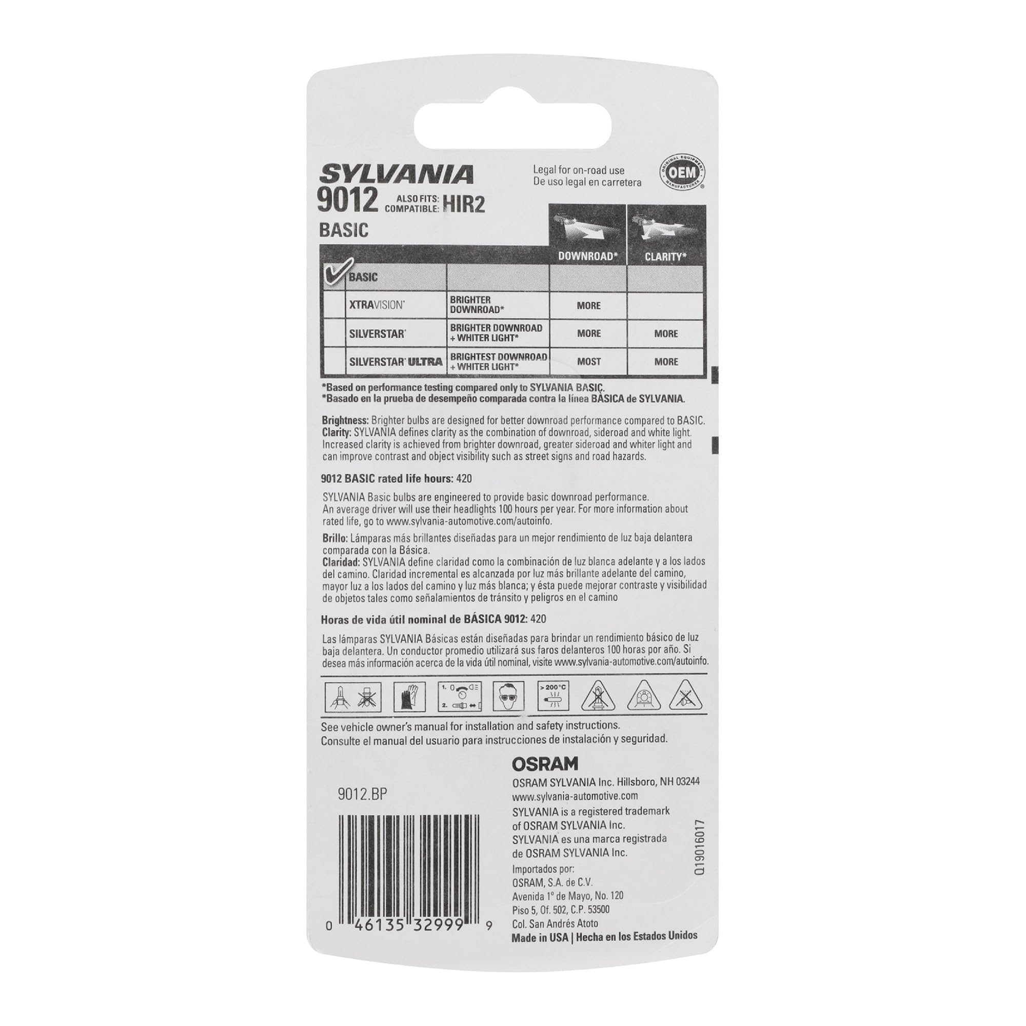 SYLVANIA 9012 close-up glass and filament showing quality construction benefit durability