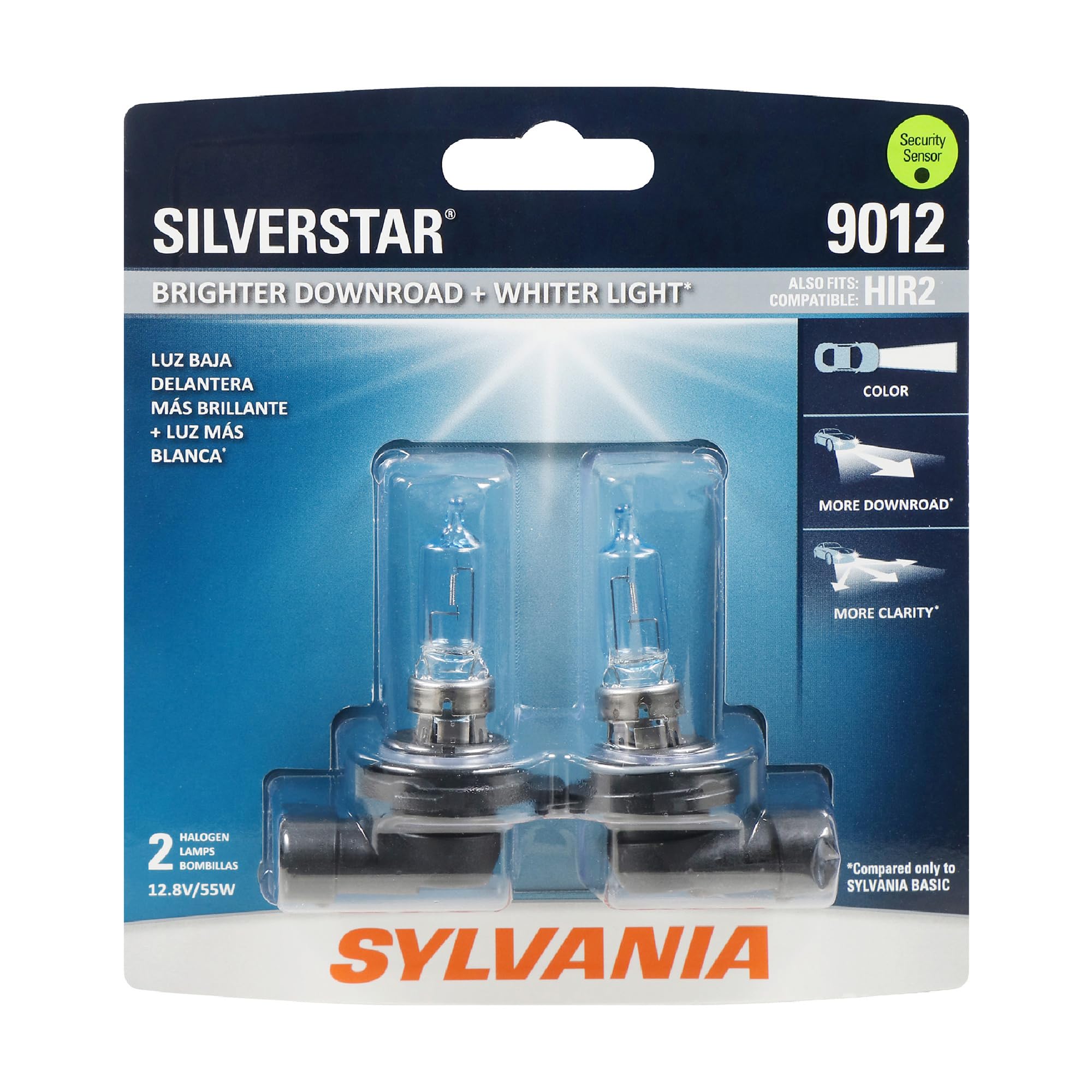 SYLVANIA 9012 packaging front showing two bulbs and benefit of paired replacement
