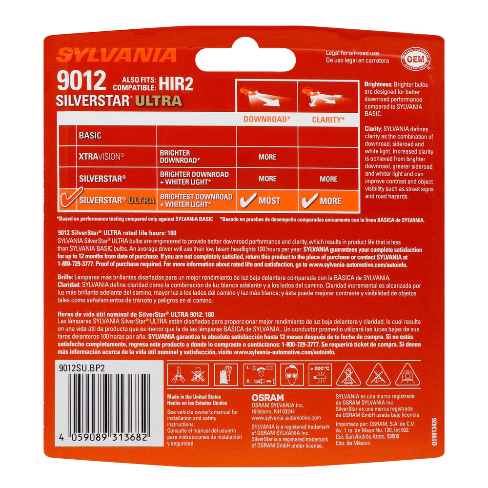 SYLVANIA 9012 close-up filament and glass detail highlighting brighter output