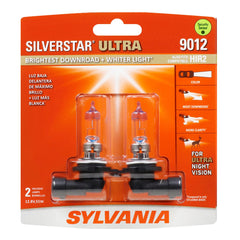 SYLVANIA 9012 SilverStar Ultra front packaging showing two bulbs and benefits