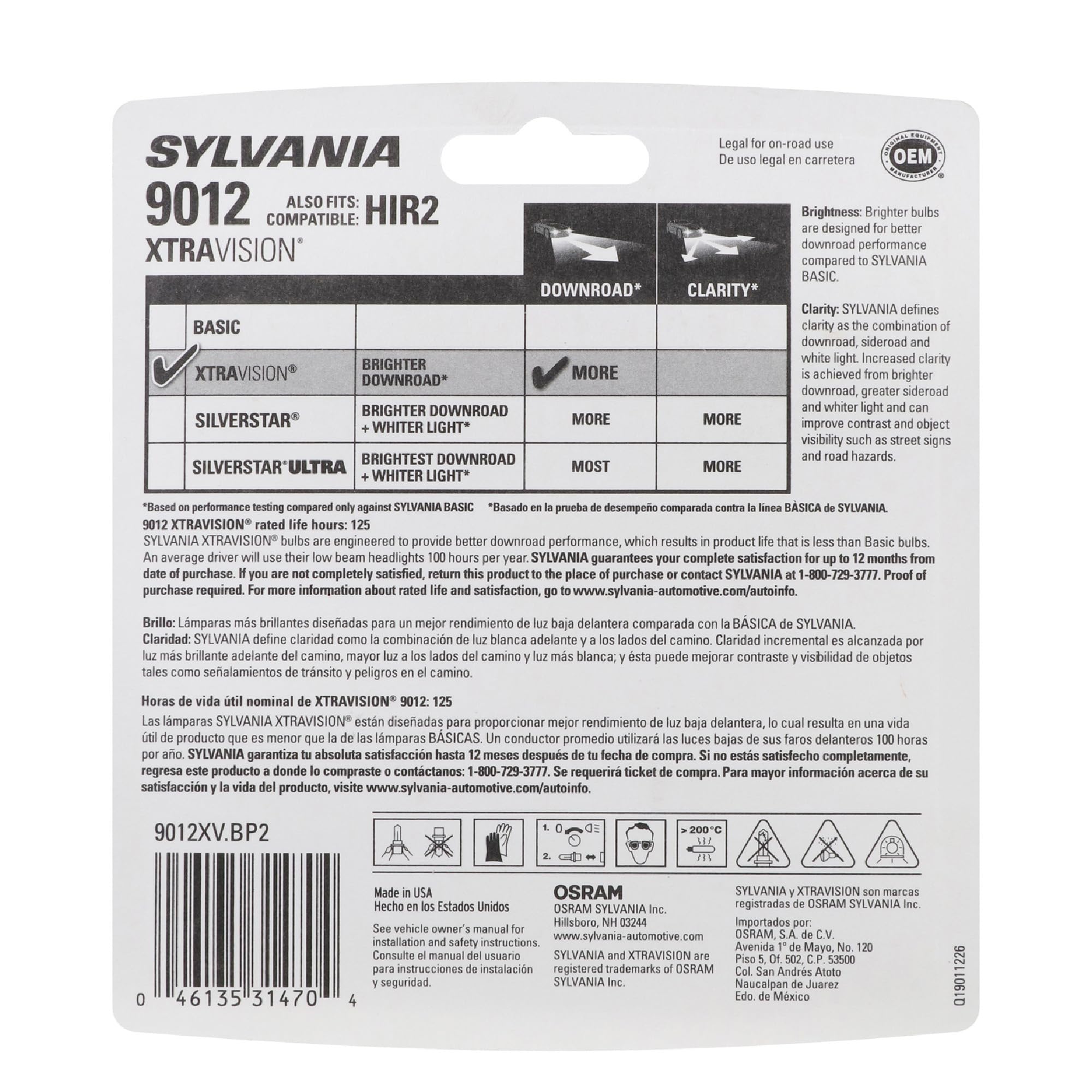 SYLVANIA 9012 XtraVision close-up filament detail highlighting durable construction
