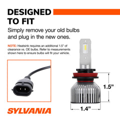 sylvania beam pattern on dark road showing crisp cool-white illumination