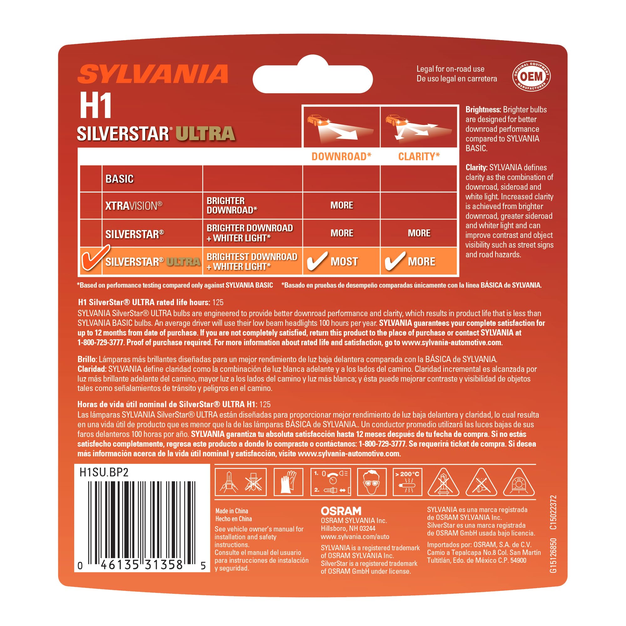 SYLVANIA close-up of bulb filament and glass for detail clarity and quality assurance