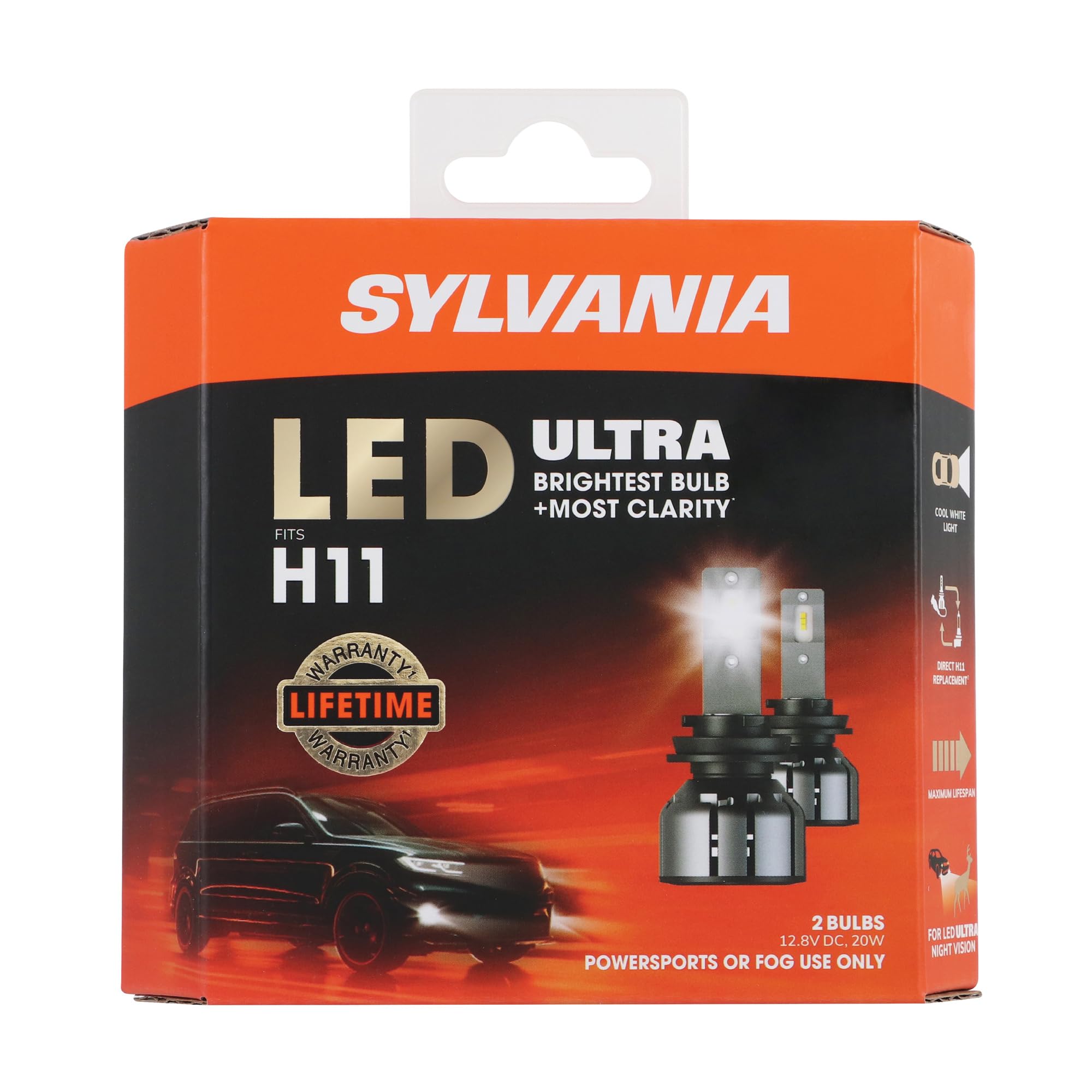 SYLVANIA H11 front packaging showing product and benefits