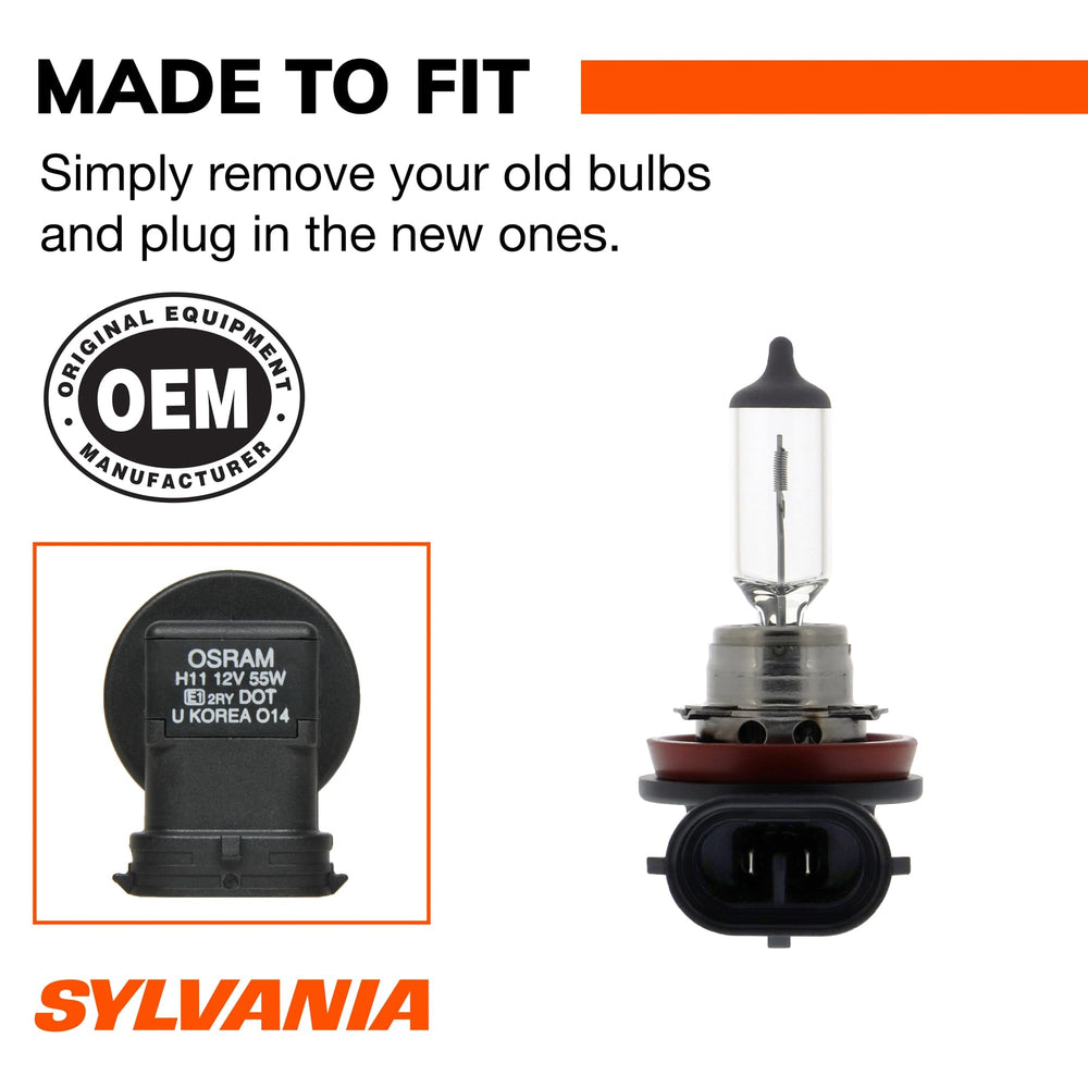 SYLVANIA H11 in car at night demonstrating clearer road illumination