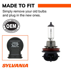 SYLVANIA H11 in car at night demonstrating clearer road illumination