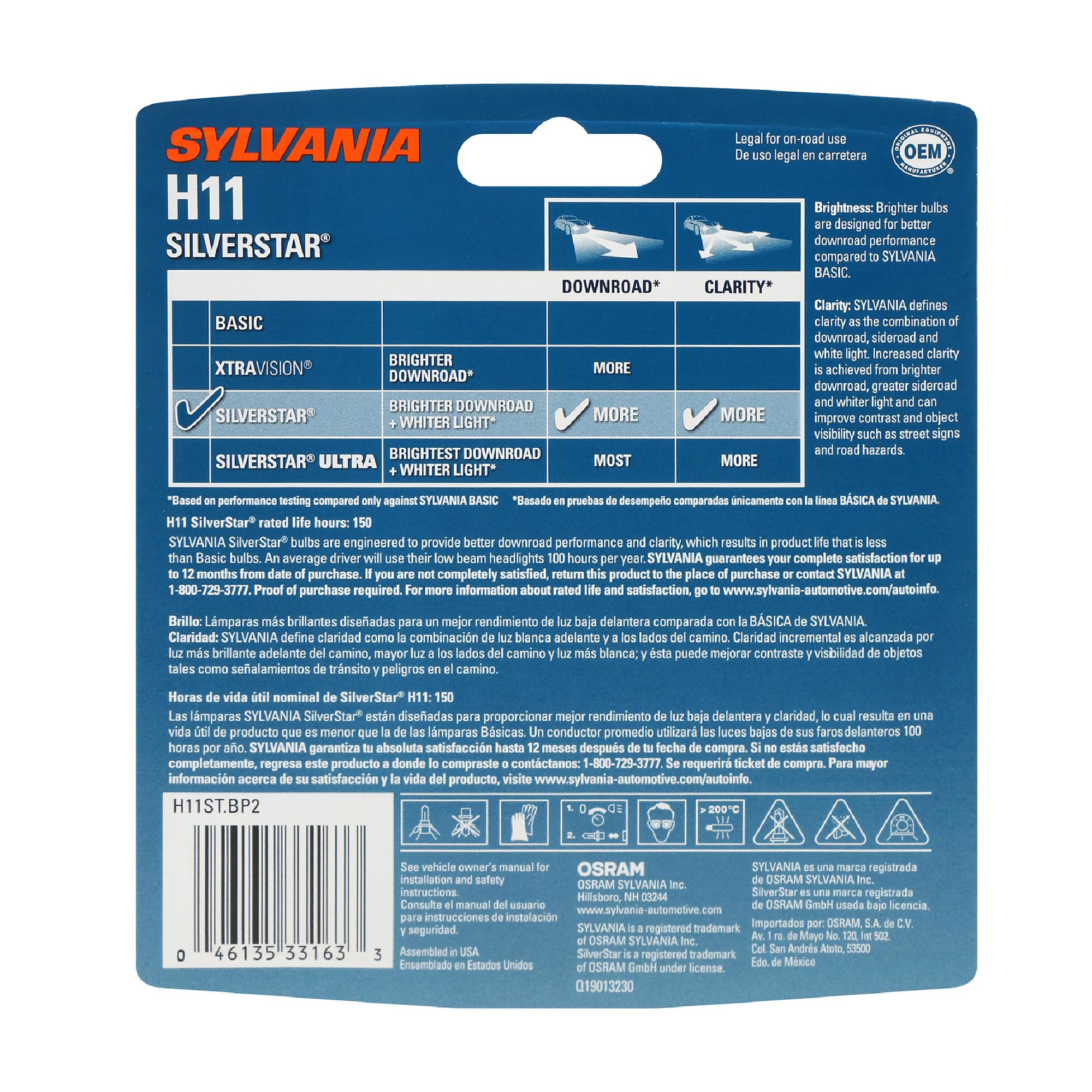 SYLVANIA H11 SilverStar close-up filament detail for precise beam focus