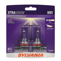 SYLVANIA H11 XtraVision front packaging showing two bulbs and benefits