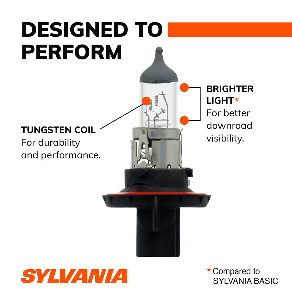 SYLVANIA H13 beam pattern on road showing improved down-road visibility