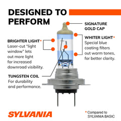 SYLVANIA H7 beam pattern on road showing clearer contrast and visibility