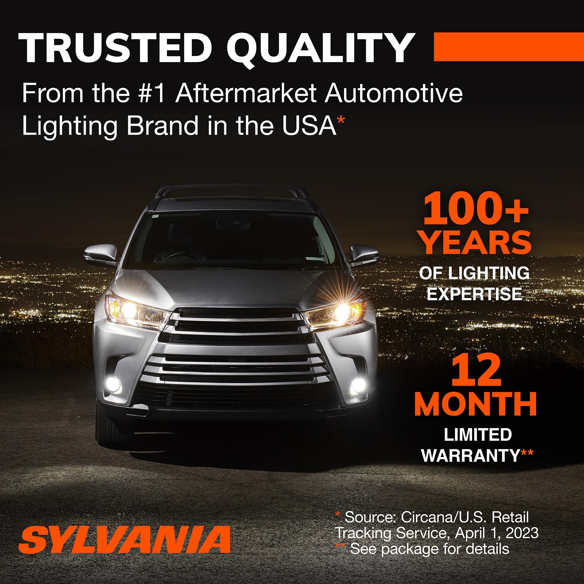 SYLVANIA H7 projected beam on wall illustrating consistent illumination