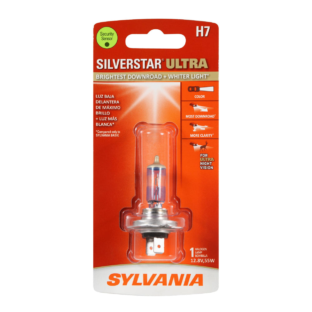 SYLVANIA H7 front packaging showing bulb and improved nighttime clarity