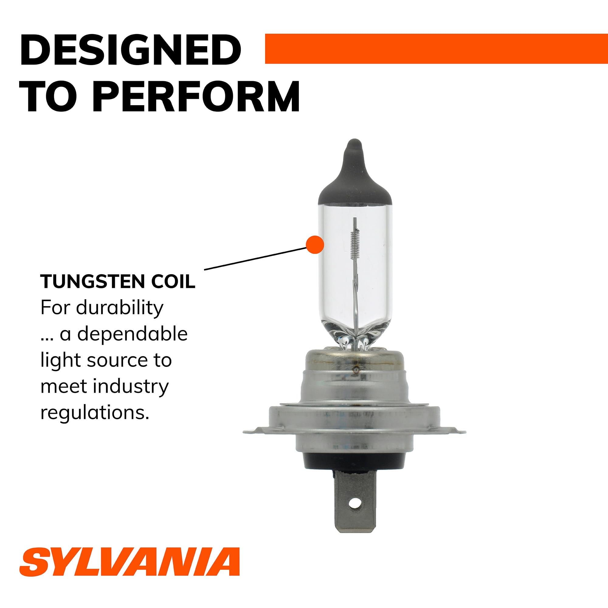 SYLVANIA H7 label and specs highlighting DOT compliance and guidance