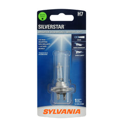 SYLVANIA H7 SilverStar front view showing bulb design and brighter light benefit