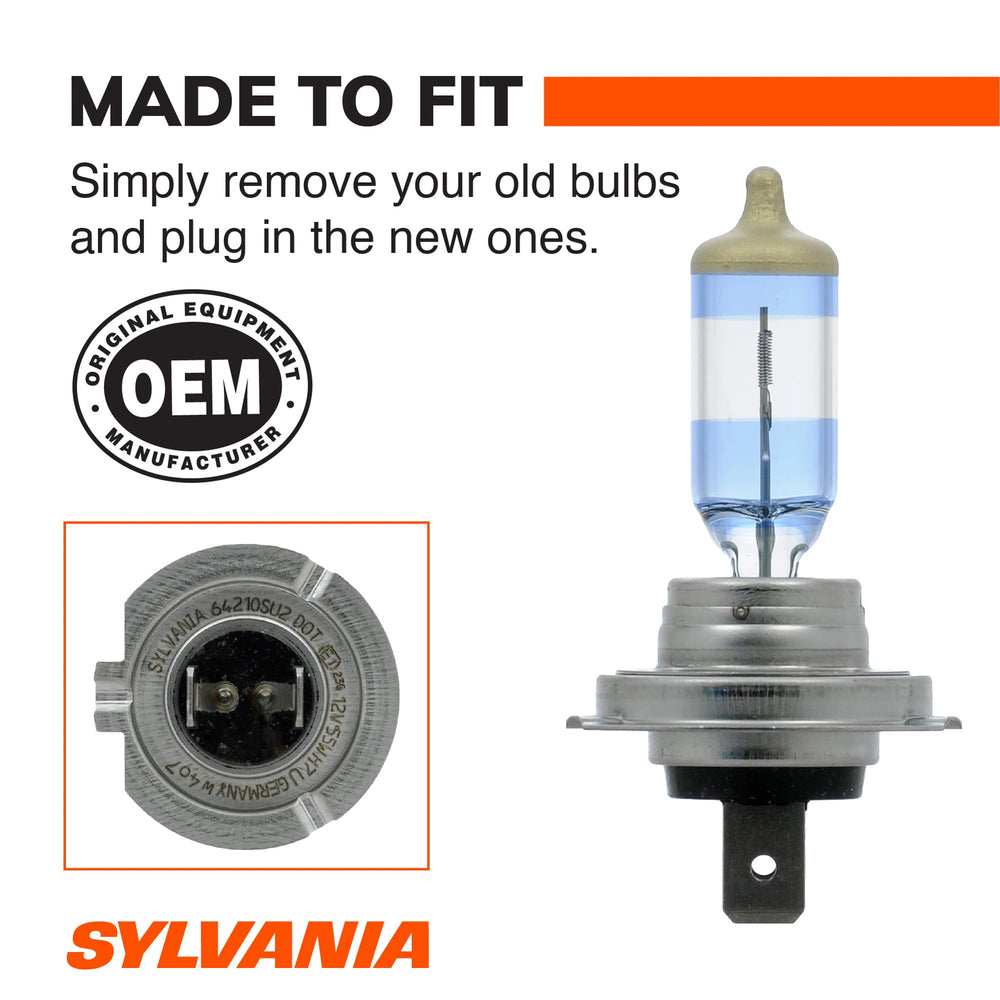 SYLVANIA filament and tri-band coating detail showing whiter light output