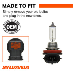 SYLVANIA H8 installed in fog lamp illustrating correct fit and regulated light output