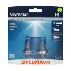 SYLVANIA front packaging showing two SilverStar bulbs and benefits