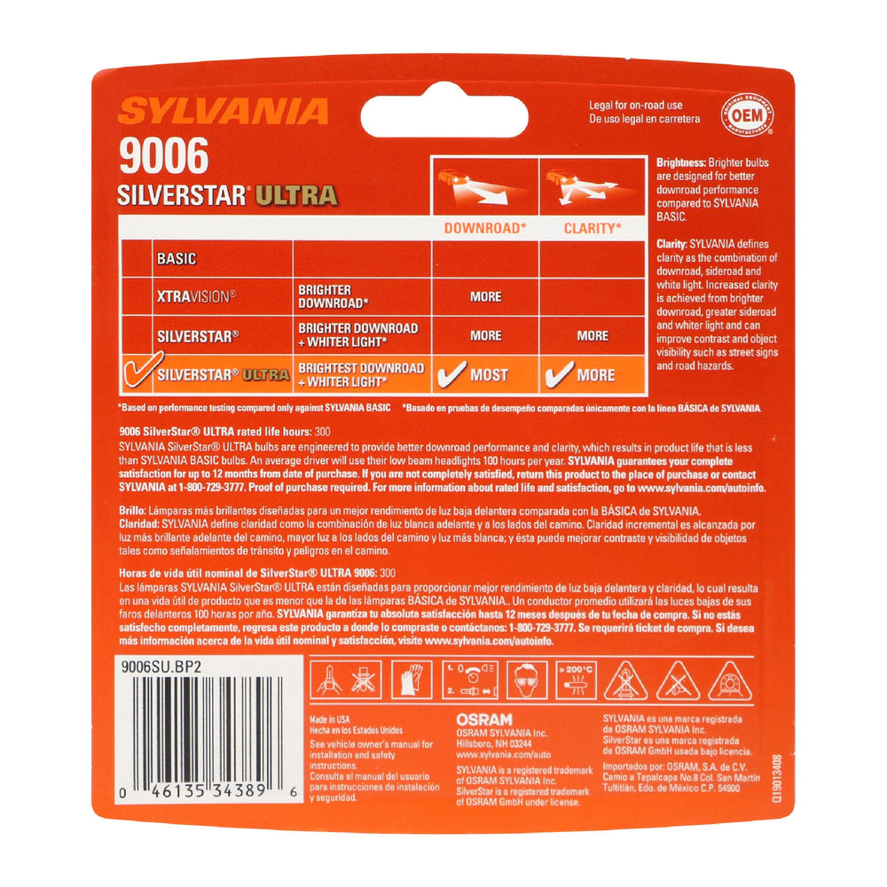 SYLVANIA SilverStar Ultra 9006 single bulb close-up showing build quality and brighter output