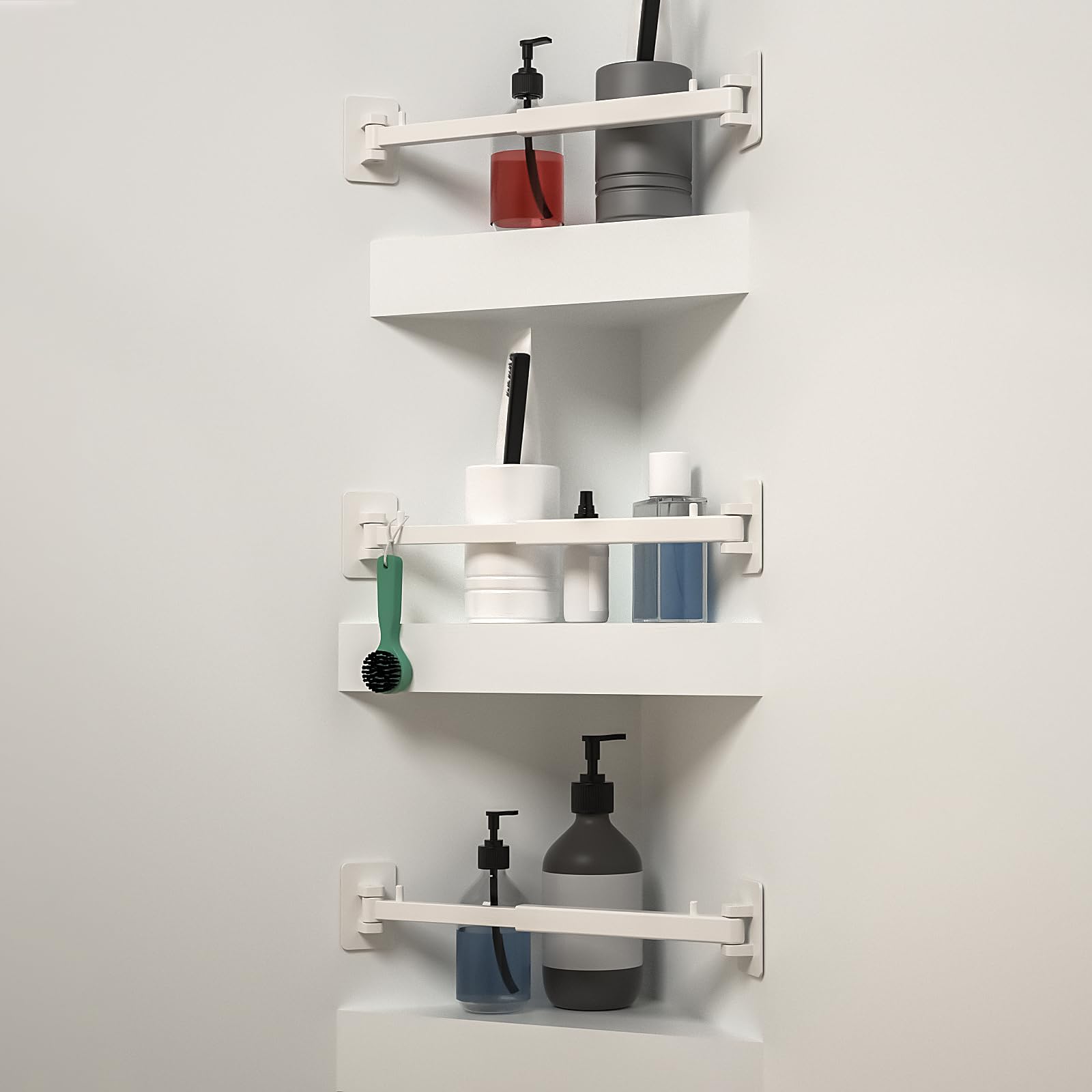 SZZSAF front view of white corner bar showing neat storage and space-saving benefit