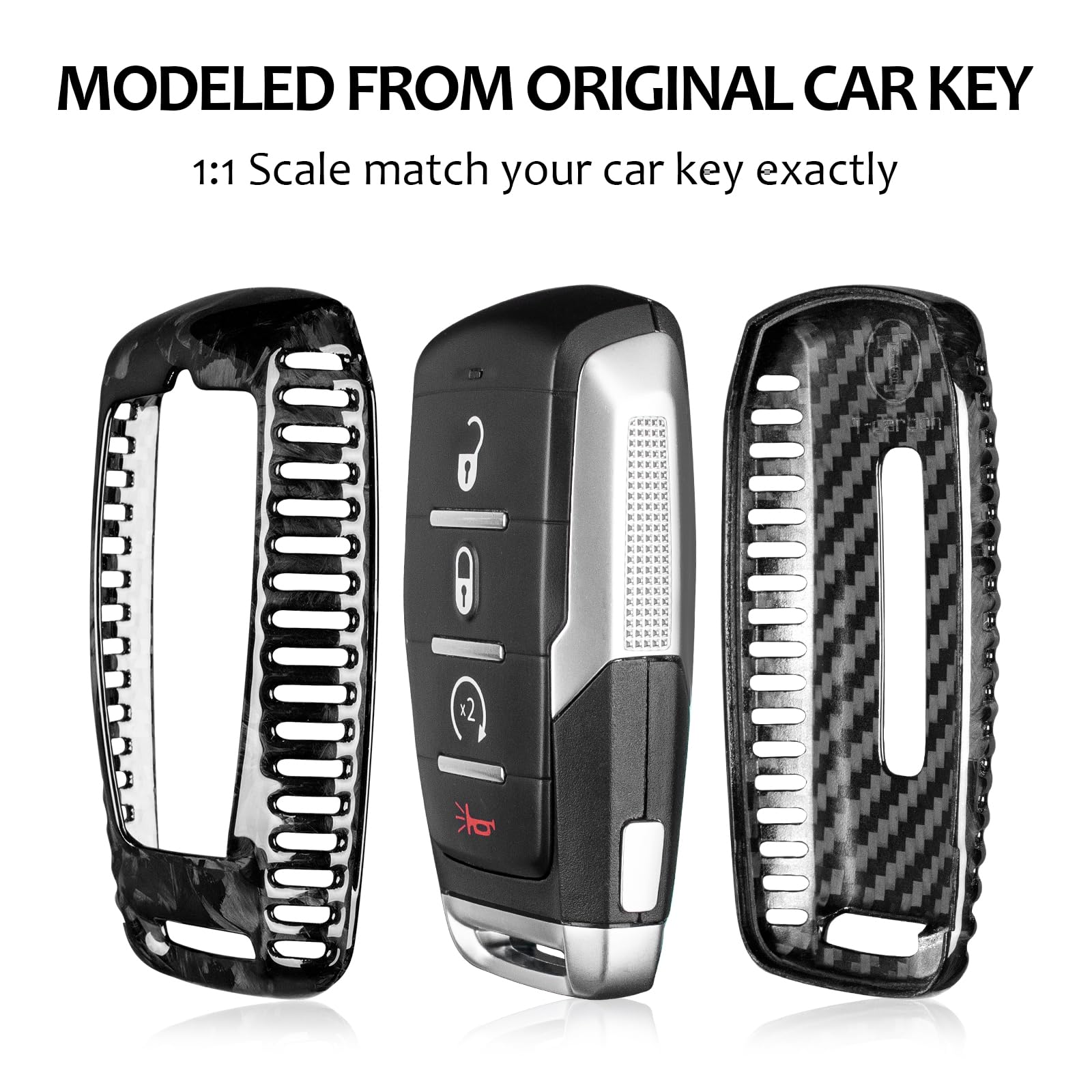 T-carbon key fob held in hand showing scale and easy pocket-friendly size