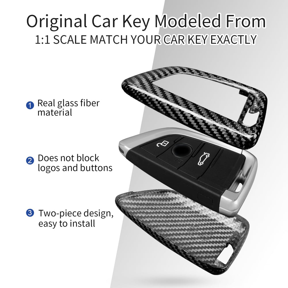 T-carbon key fob in hand to show scale and protective coverage