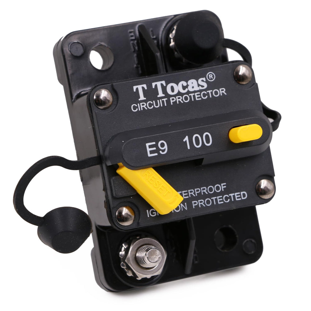 T Tocas E9 housing label and certifications closeup showing UL and SAE approvals
