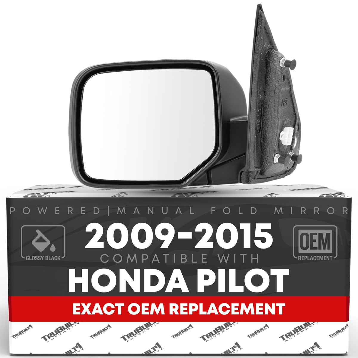 T1A driver side mirror front view showing fit and finish