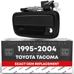 T1A front driver door handle front view showing smooth black finish and OEM fit