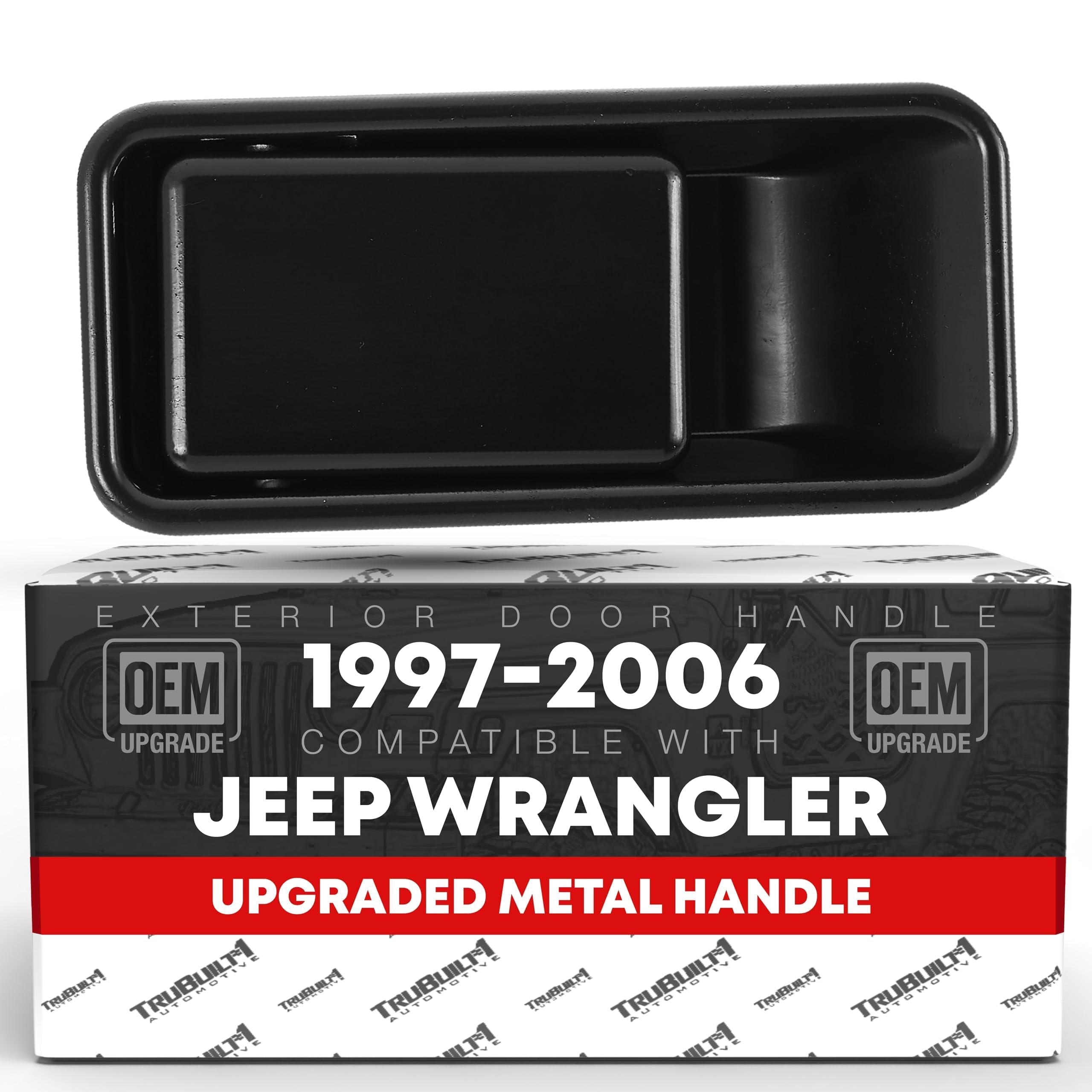 T1A front view of driver door handle showing smooth black finish and OEM fit benefits
