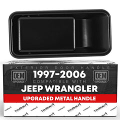 T1A front view of driver door handle showing smooth black finish and OEM fit benefits