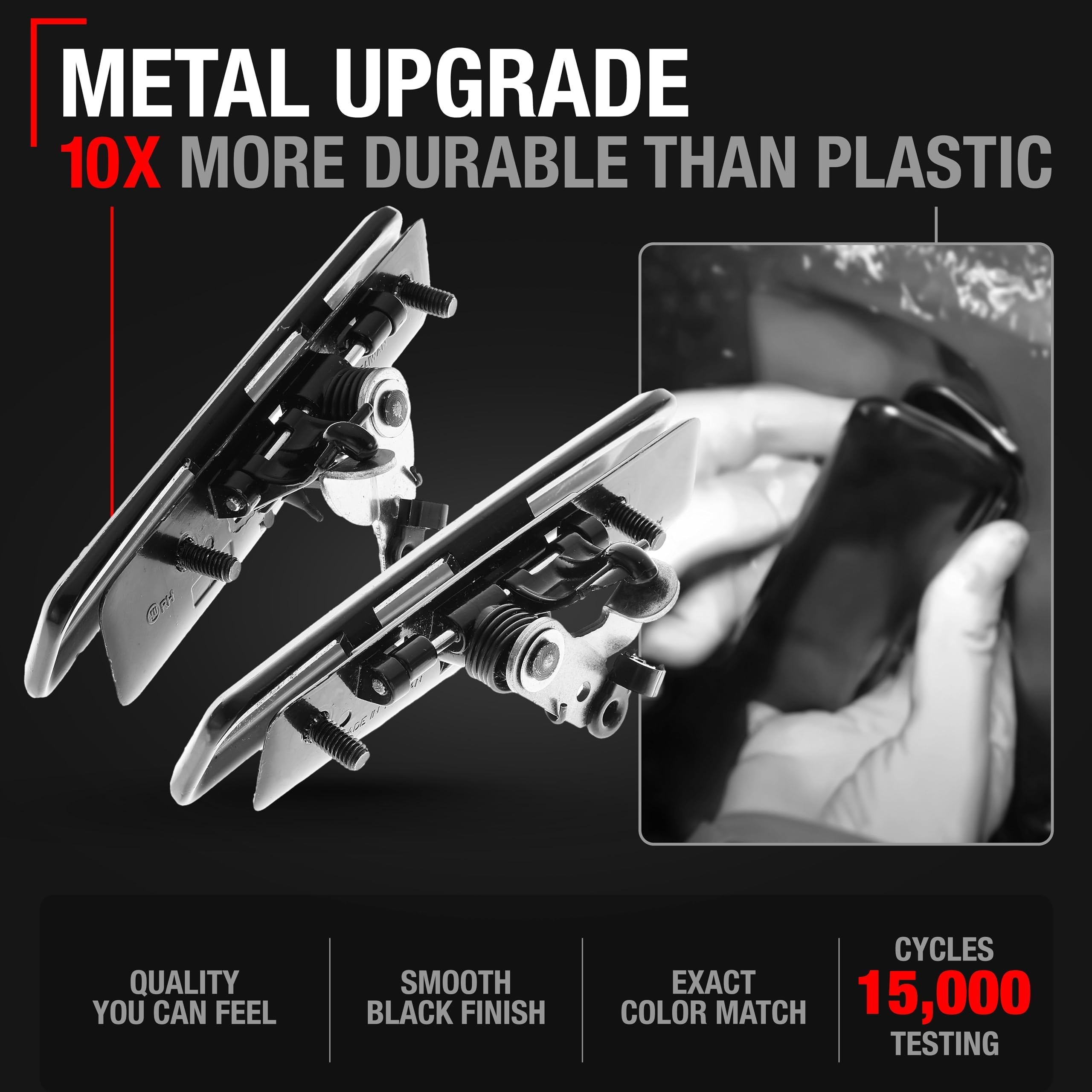 T1A metal handle close-up displaying smooth finish and durable construction benefit