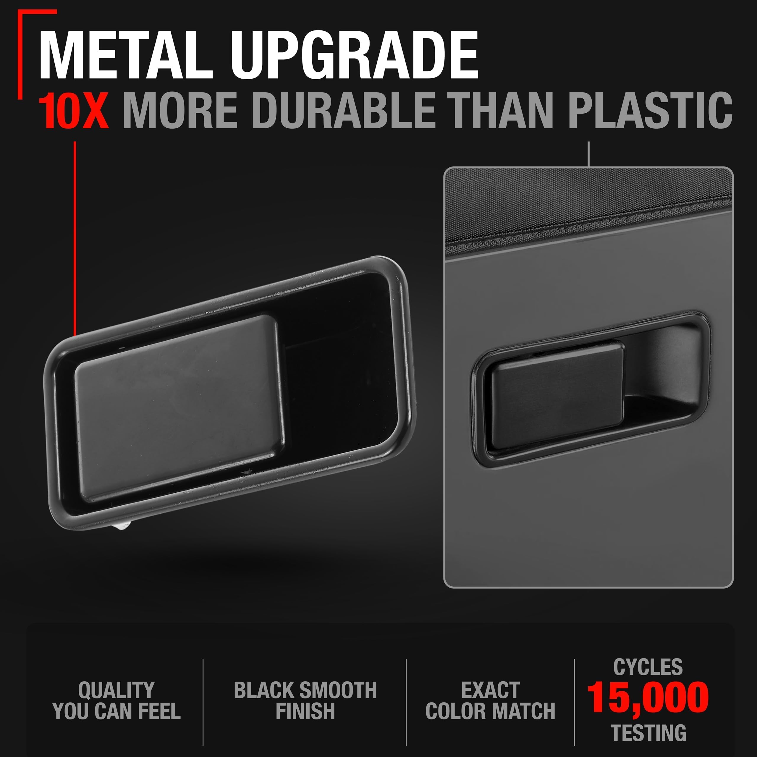 T1A close-up of handle texture and finish highlighting durable metal construction benefit