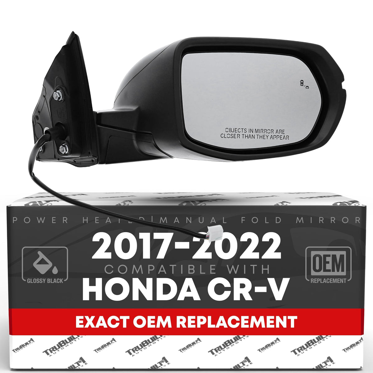 T1A passenger mirror front view showing complete assembly and OEM look