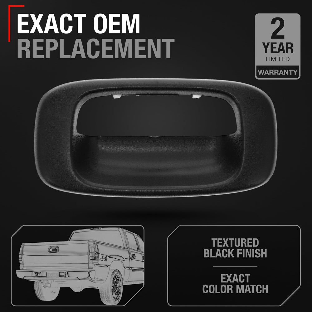 T1A tailgate bezel installed on Silverado demonstrating proper fit and restored appearance