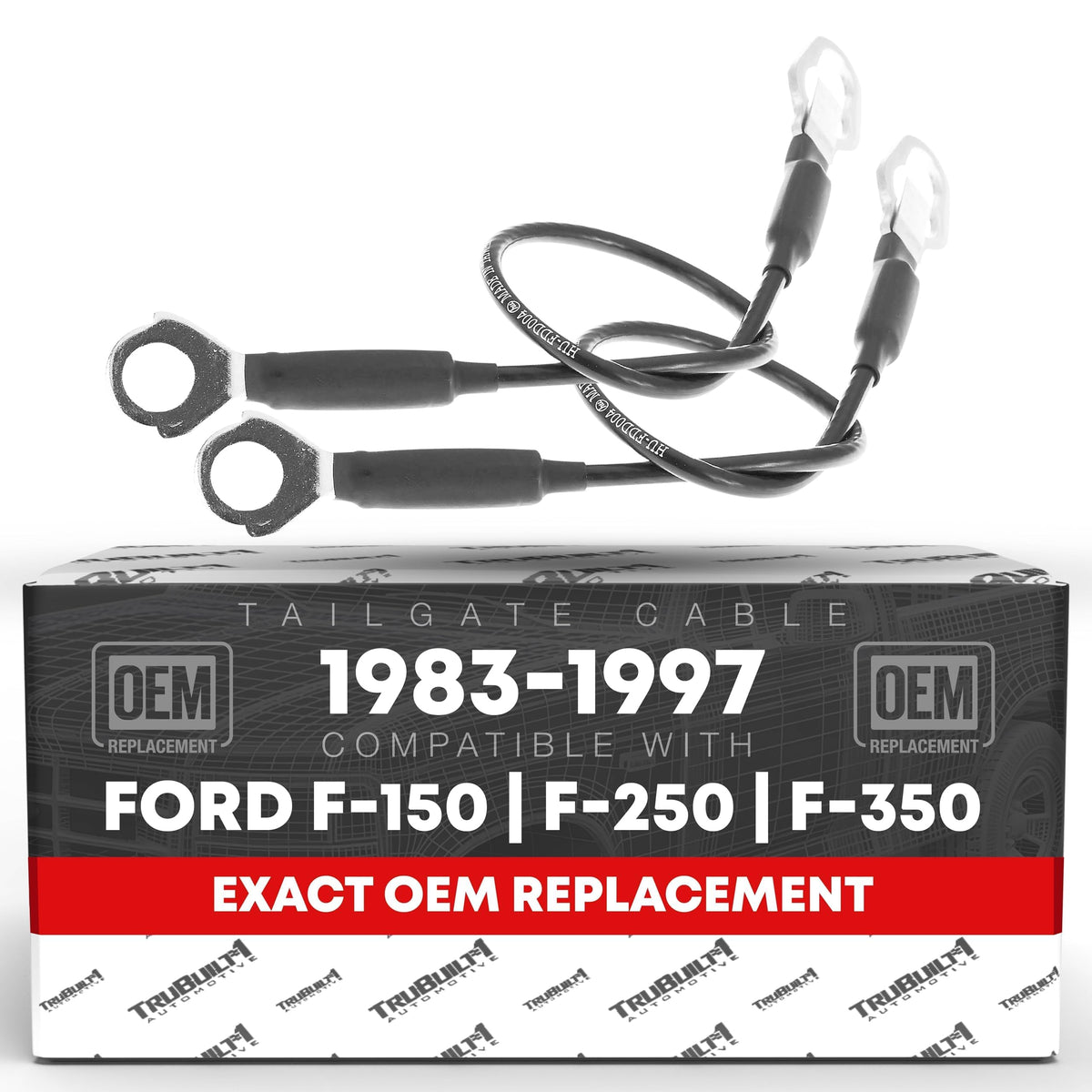 T1A front packaging showing both left and right tailgate cables and part numbers